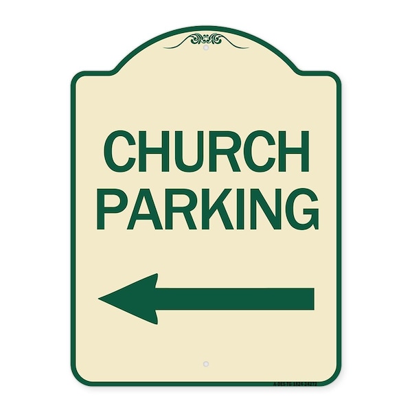 Signmission Church Parking With Left Arrow Heavy-Gauge Aluminum Architectural Sign, 24" x 18", TG-1824-24272 A-DES-TG-1824-24272 - main